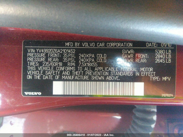 YV4992DZ6A2101452 Volvo Xc60 3.0t