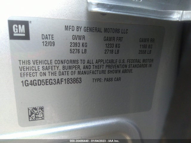 2010 BUICK LACROSSE CXL VIN: 1G4GD5EG3AF183863