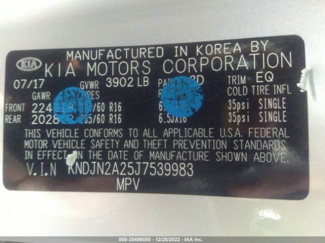KNDJN2A25J7539983 KIA Soul Base