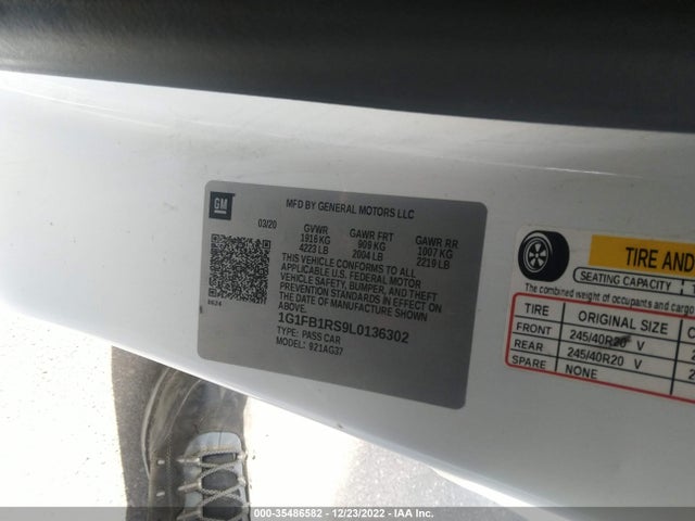 Chevrolet Camaro 1lt 2020 1G1FB1RS9L0136302 Image 10