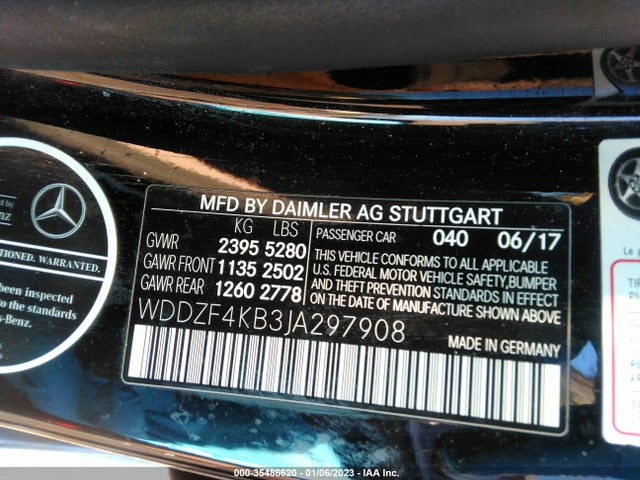 2018 Mercedes-Benz E-Class, VIN: WDDZF4KB3JA297908