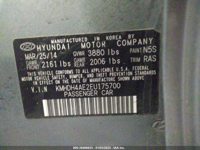 Hyundai ELANTRA SE 2014 KMHDH4AE2EU175700 Image 10