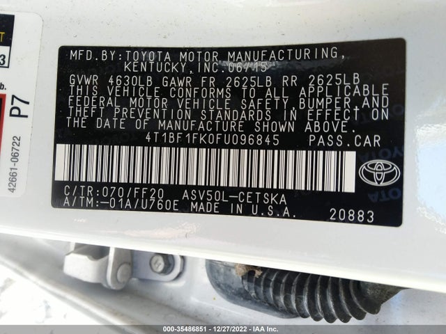 2015 Toyota Camry, VIN: 4T1BF1FK0FU096845