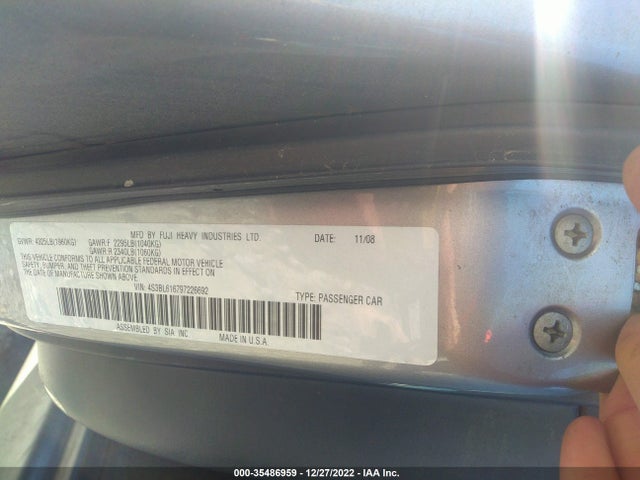 2009 SUBARU LEGACY SPECIAL EDITION VIN: 4S3BL616797226692