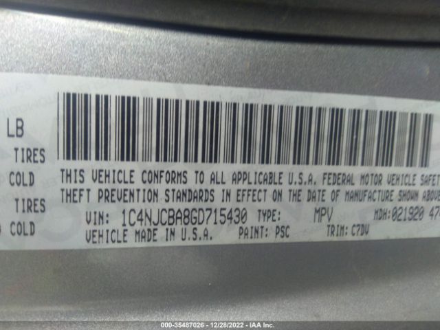 1C4NJCBA8GD715430 Jeep Compass Sport