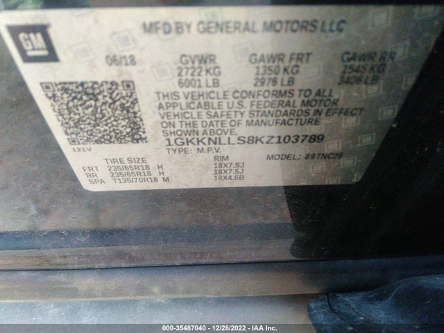 2019 GMC Acadia, VIN: 1GKKNLLS8KZ103789