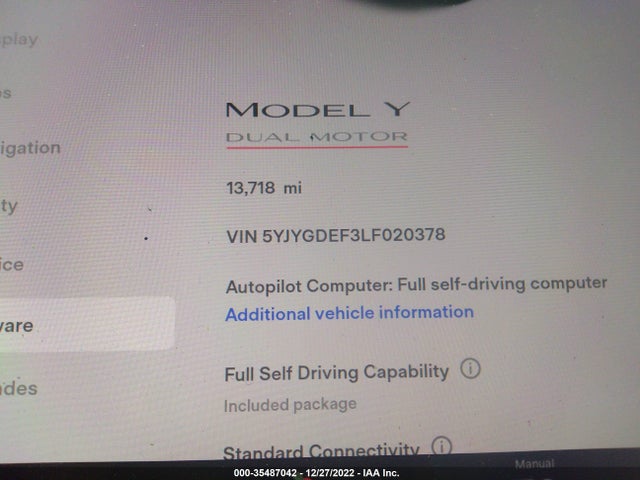 Tesla Model Y 2020 5YJYGDEF3LF020378 Image 9