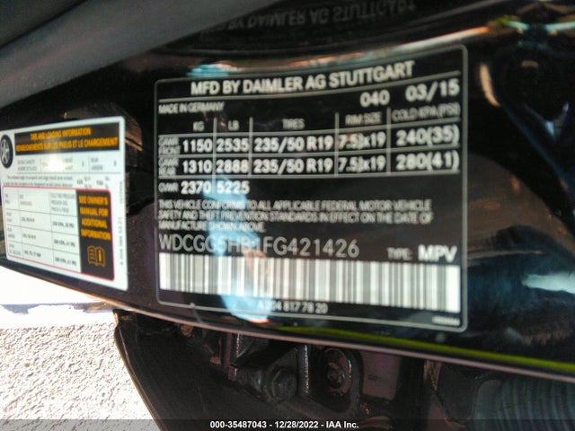 2015 Mercedes-Benz GLK-Class, VIN: WDCGG5HB1FG421426