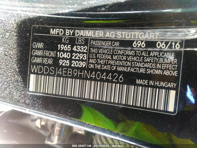 2017 Mercedes-Benz CLA-Class, VIN: WDDSJ4EB9HN404426
