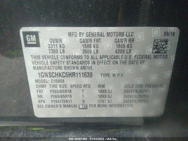 Chevrolet Suburban Lt 2017 1GNSCHKC6HR111639 Image 10