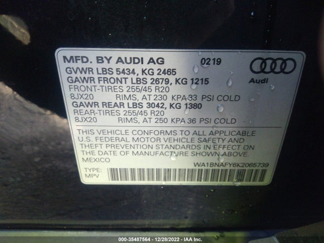 2019 Audi Q5, VIN: WA1BNAFY6K2065739