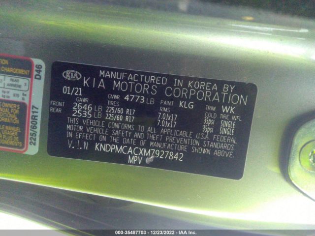 KNDPMCACXM7927842 KIA Sportage Lx