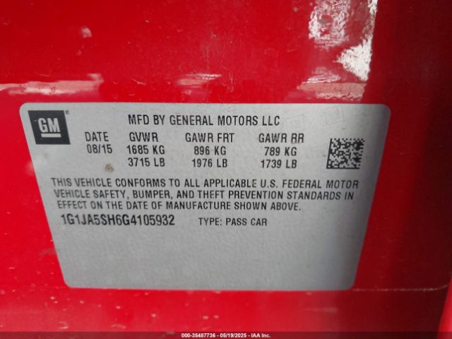 1G1JA5SH6G4105932 Chevrolet Sonic Ls Auto