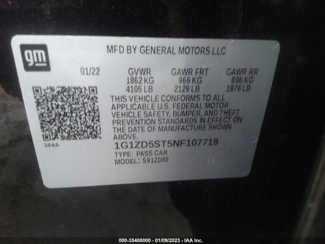 Chevrolet MALIBU LT 2022 1G1ZD5ST5NF107719 Image 9
