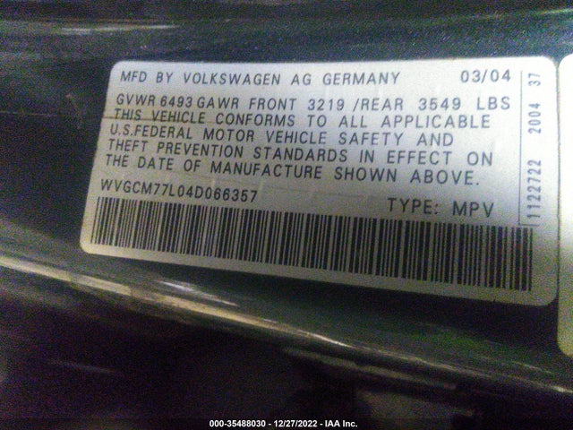 Volkswagen Touareg 2004 WVGCM77L04D066357 Image 9