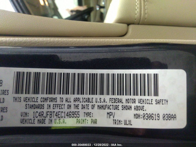 2014 JEEP GRAND CHEROKEE LIMITED VIN: 1C4RJFBT4EC146955