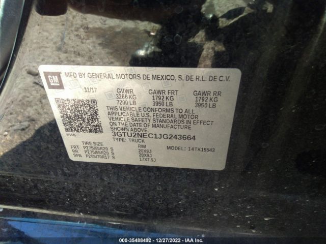3GTU2NEC1JG243664 GMC Sierra 1500 Slt
