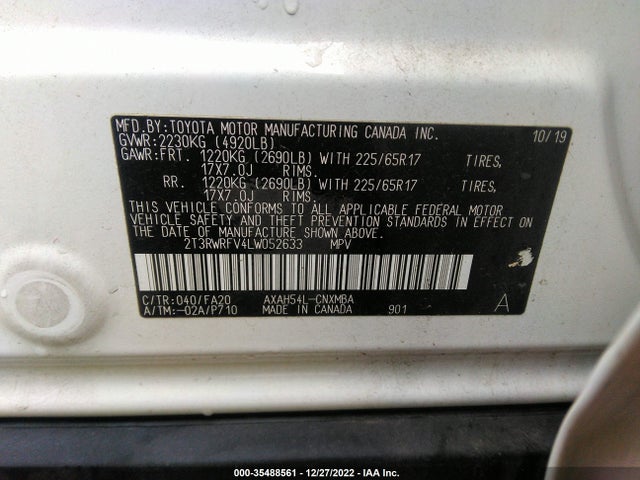 2020 Toyota RAV4, VIN: 2T3RWRFV4LW052633
