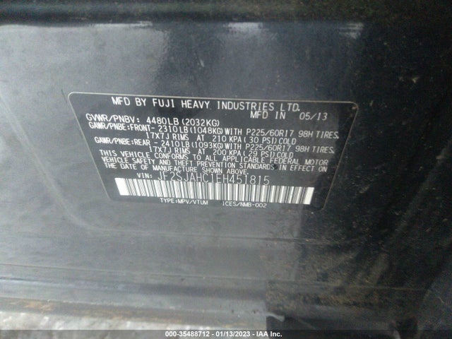 2014 SUBARU FORESTER 2.5I LIMITED VIN: JF2SJAHC1EH451815