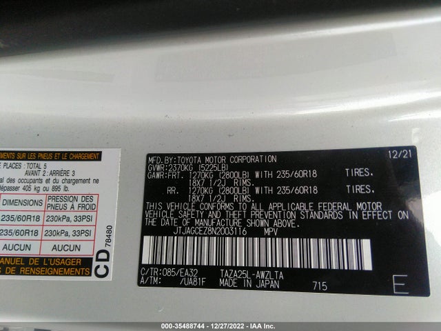 2022 Lexus NX, VIN: JTJAGCEZ8N2003116