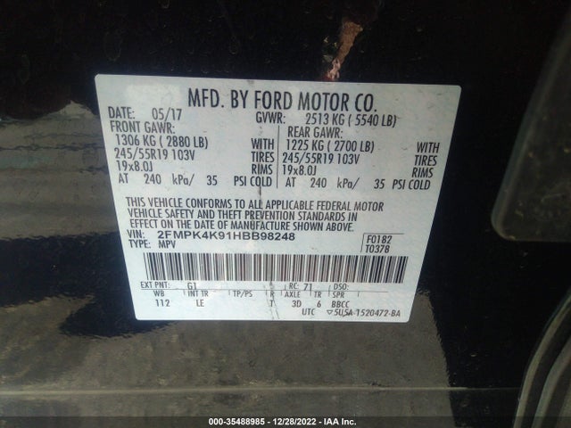 2017 Ford Edge, VIN: 2FMPK4K91HBB98248