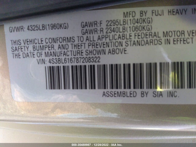 Subaru Legacy 2008 4S3BL616787208322 Image 10