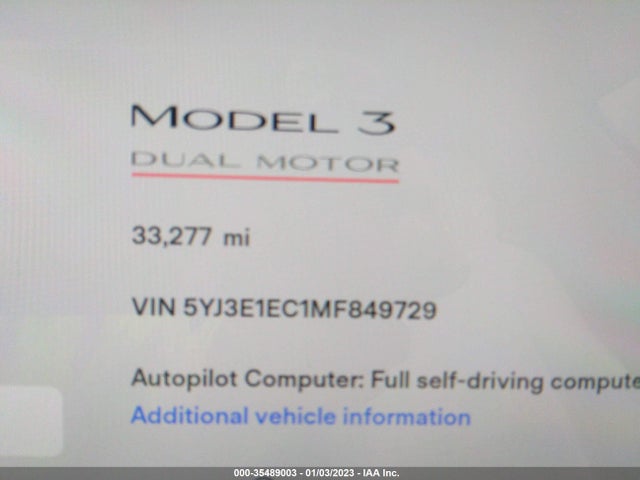 Tesla Model 3 Performance 2021 5YJ3E1EC1MF849729 Image 8