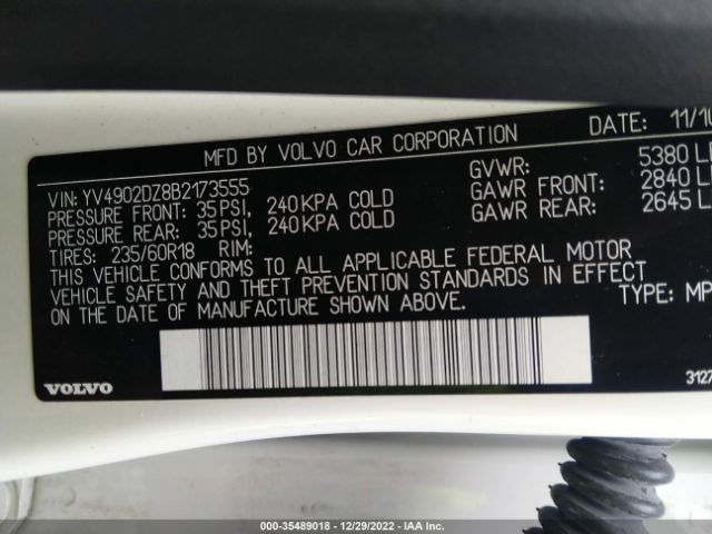 YV4902DZ8B2173555 Volvo Xc60 3.0t