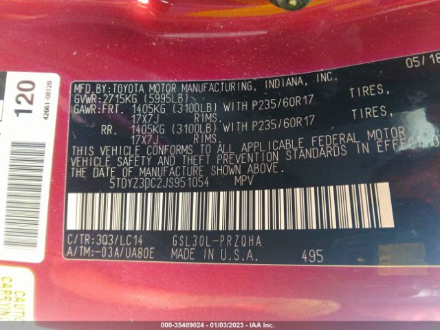 2018 TOYOTA SIENNA 5TDYZ3DC2JS951054 Photo 8