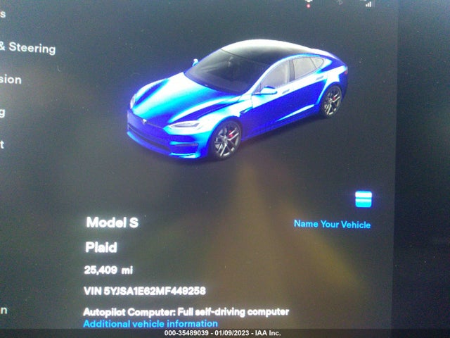 Tesla Model S Plaid 2021 5YJSA1E62MF449258 Image 9