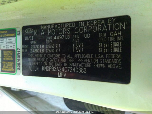 KNDPB3A24C7240383 KIA Sportage Lx