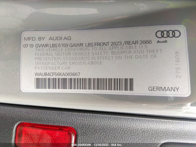 WAUB4CF56KA069867 Audi S5 Sportback Premium Plus