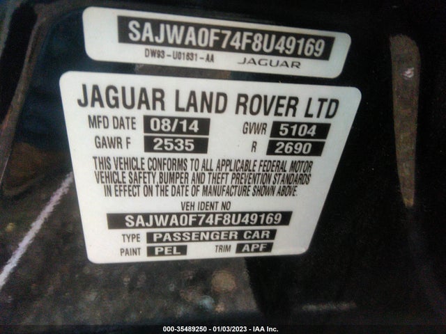 SAJWA0F74F8U49169 Jaguar XF