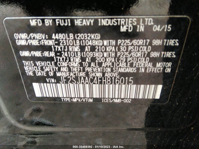 Subaru Forester 2015 JF2SJAAC4FH816015 Image 10