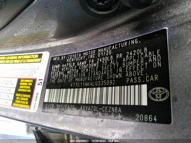 Toyota CAMRY LE 2020 4T1C11AK4LU335092 Image 10