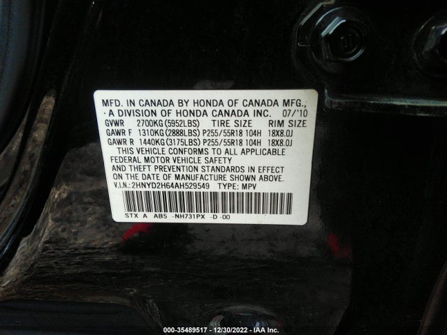 Acura Mdx Technology Pkg 2010 2HNYD2H64AH529549 Image 9