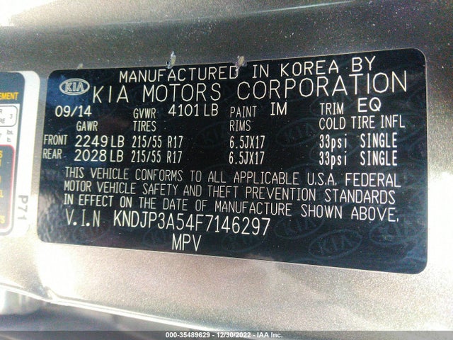 KIA SOUL + 2015 KNDJP3A54F7146297 Image 10