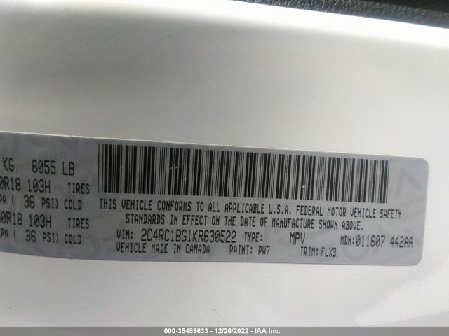 2019 Chrysler Pacifica, VIN: 2C4RC1BG1KR630522