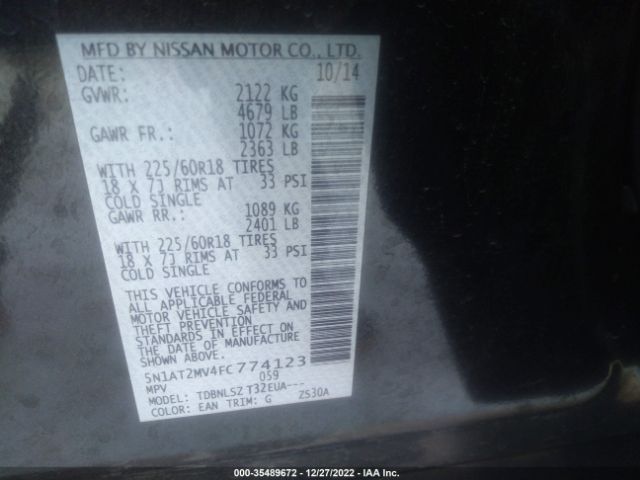 5N1AT2MV4FC774123 Nissan Rogue Sl