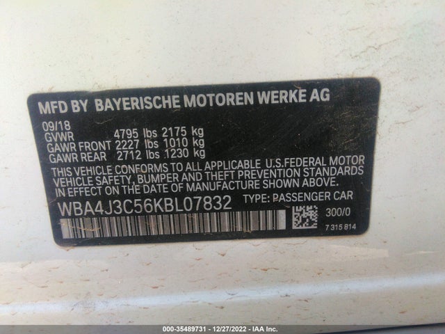 2019 BMW 4 Series, VIN: WBA4J3C56KBL07832