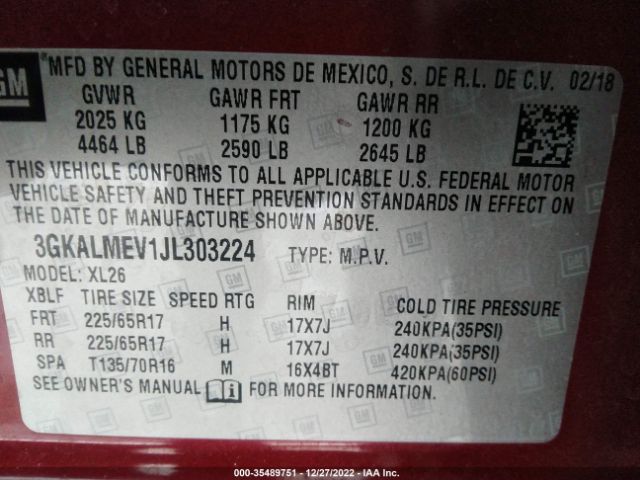 3GKALMEV1JL303224 GMC Terrain Sle