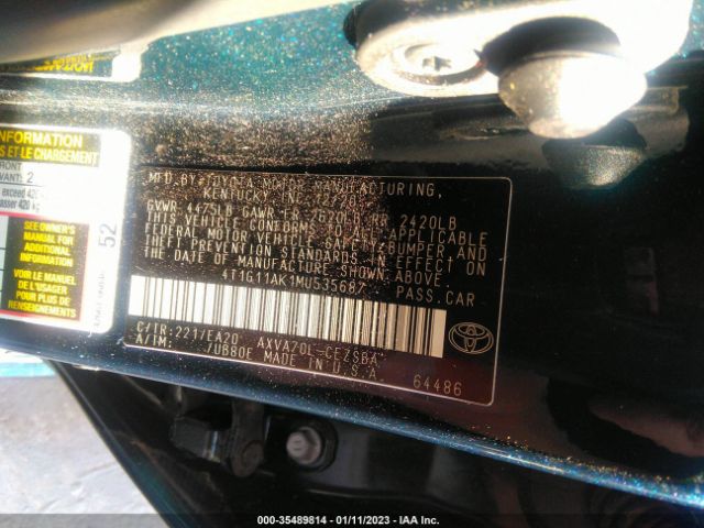 Toyota CAMRY SE 2021 4T1G11AK1MU535687 Image 9