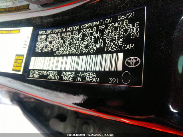 2022 Toyota Prius, VIN: JTDKAMFP4N3199187