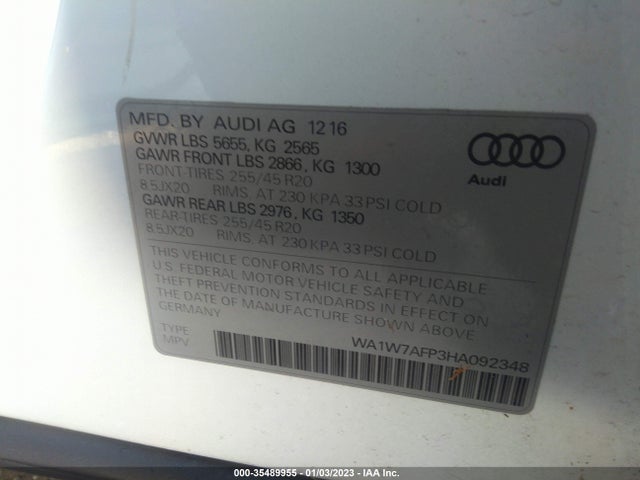 WA1W7AFP3HA092348 Audi Q5 Prestige