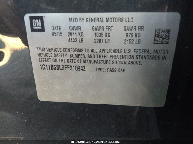 Chevrolet MALIBU LS 2015 1G11B5SL9FF310942 Image 10
