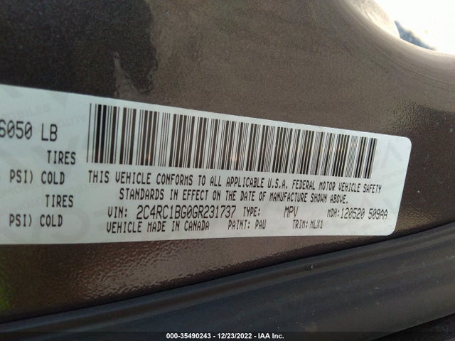 2C4RC1BG0GR231737 Chrysler Town & Country Touring