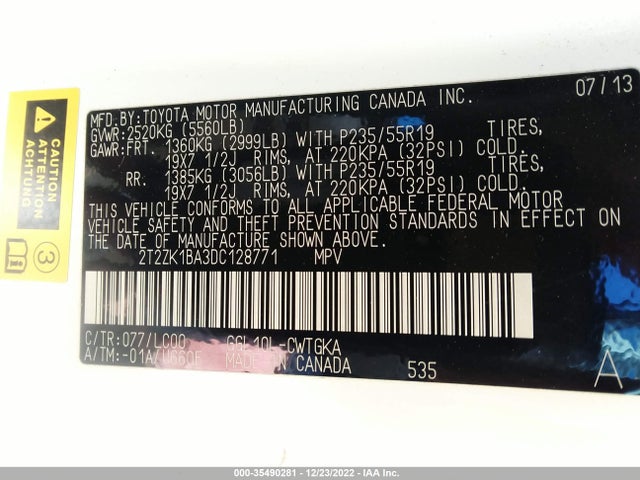 Lexus RX 350 2013 2T2ZK1BA3DC128771 Image 10