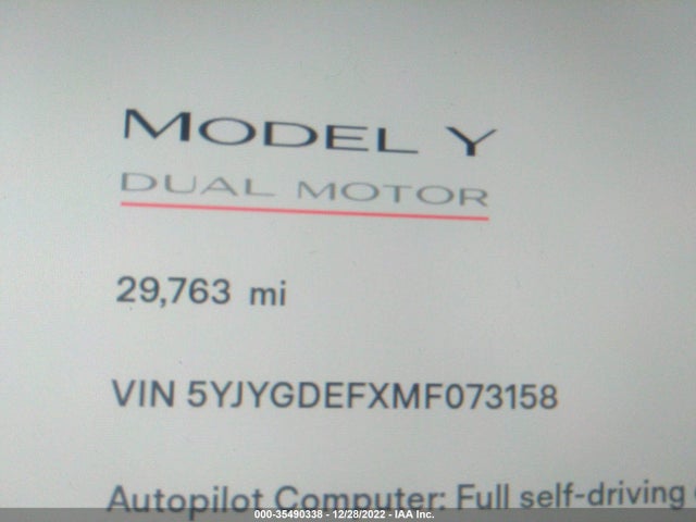 Tesla Model Y 2021 5YJYGDEFXMF073158 Image 8