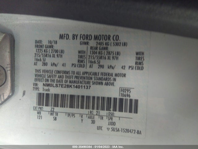 2019 Ford Transit Connect, VIN: NM0LS7E28K1401137