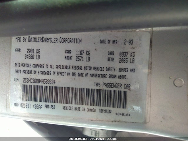 2C3HD36M84H583684 Chrysler Concorde Lxi